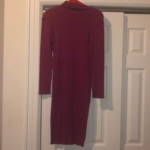 Magenta mock neck sweater dress